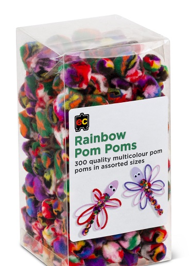 Pom Poms. Rainbow. Set of 300